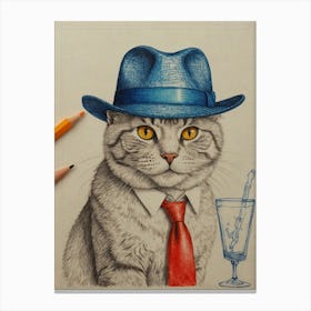 Cat In A Hat 14 Canvas Print