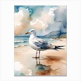 Seagull On The Beach Canvas Print