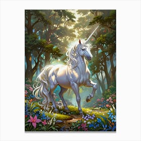 Unicorn In The Forest 19 Canvas Print