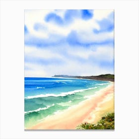 Fingal Head Beach, Australia Watercolour Canvas Print