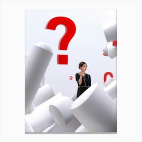 Abstract Human Concept Swirling In A Sea Of Confusion Marked By White Question Marks And Exclamation (5) Canvas Print