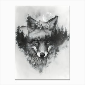 Wolf In The Forest 5 Canvas Print