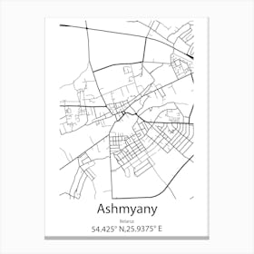 Ashmyany,Belarus Minimalist Map Canvas Print