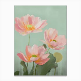 Lotus Flowers Acrylic Painting In Pastel Colours 10 Canvas Print