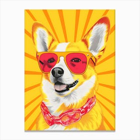 Corgi Wearing Sunglasses Canvas Print