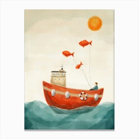 Red Boat Canvas Print