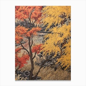 Black Willow 2 Vintage Autumn Tree Print  Canvas Print