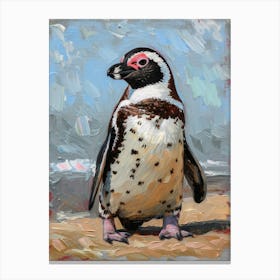 African Penguin Volunteer Point Oil Painting 3 Canvas Print