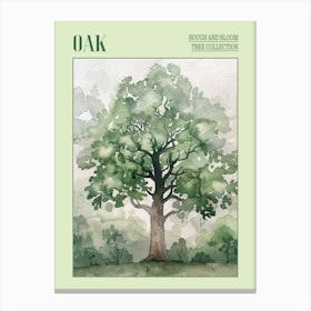 Oak Tree Atmospheric Watercolour Painting 4 Poster Canvas Print