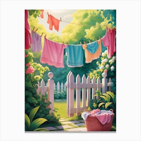 Clothesline In The Garden Canvas Print