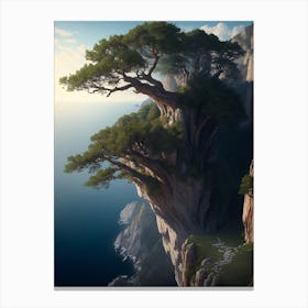Gigantic Thousand Year Old Tree Perched On A Cliff S Edge Canvas Print
