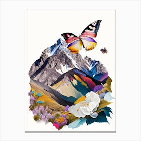 Apollo Butterfly In Mountain Landscape Decoupage 2 Canvas Print