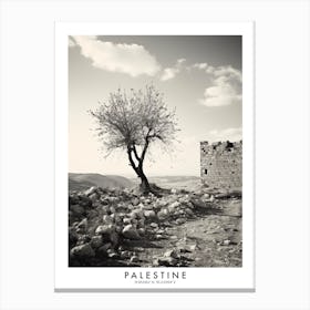 Poster Of Palestine, Black And White Analogue Photograph 2 Canvas Print