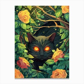 Black Cat In The Forest 5 Canvas Print