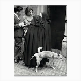 Dog Peeing On Nun Canvas Print