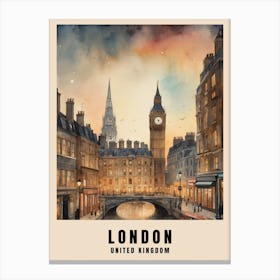 London Travel Poster Vintage United Kingdom Painting (18) Canvas Print