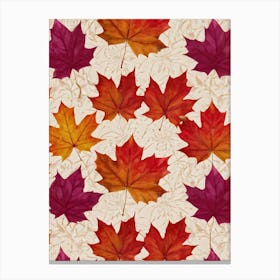 Autumn Themed Wallpaper Showcasing A Sun Drenched Group Of Maple Leaves In Varying Shades Of Red Or (3) Canvas Print