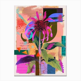 Bee Balm 4 Neon Flower Collage Canvas Print