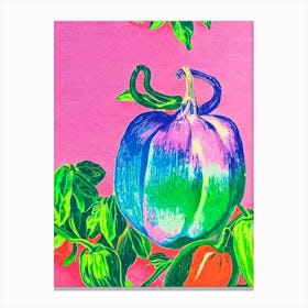 Poblano Pepper 2 Risograph Retro Poster vegetable Canvas Print