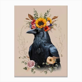 Crow With Flowers 9 Canvas Print