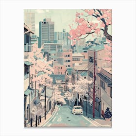 Tokyo Japan 4 Retro Illustration Canvas Print