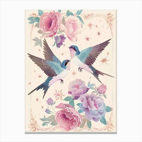 Birds And Flowers Canvas Print