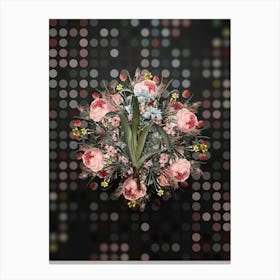 Vintage Iris Fimbriata Flower Wreath on Dot Bokeh Pattern n.0172 Canvas Print