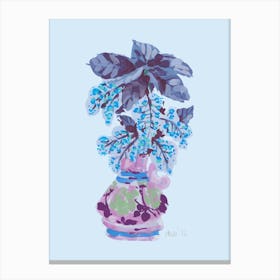 Blooming Vase In Blue Canvas Print