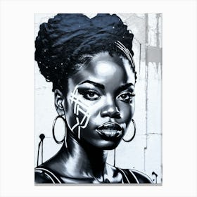 Graffiti Mural Of Beautiful Black Woman 216 Canvas Print