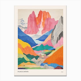 Huascaran Peru 1 Colourful Mountain Illustration Poster Canvas Print