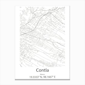 Contla,Mexico Minimalist Map Canvas Print