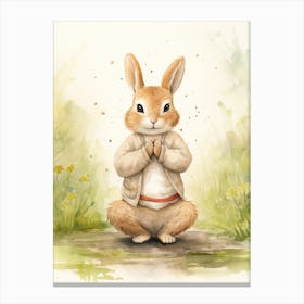 Bunny Practicing Yoga Rabbit Prints Watercolour 3 Canvas Print