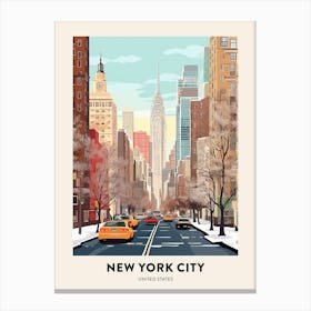 Vintage Winter Travel Poster New York City Usa 4 Canvas Print