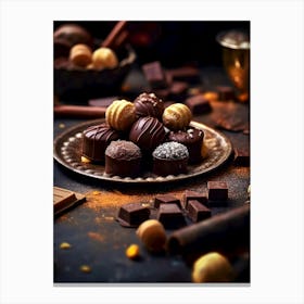 Chocolates On A Plate sweet food Canvas Print