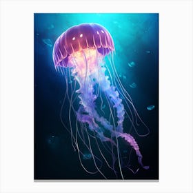 Sea Nettle Jellyfish Neon Illustration 3 Canvas Print