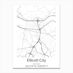 Ellicott,United States Minimalist Map 1 Canvas Print