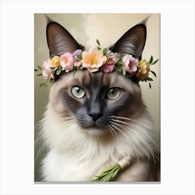 Balinese Javanese Cat With Flower Crown (21) Canvas Print