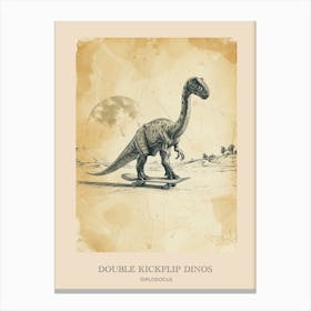 Diplodocus Vintage Dinosaur Poster 2 Canvas Print