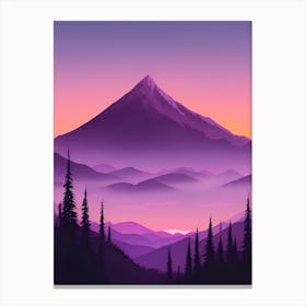 Misty Mountains Vertical Composition In Purple Tone 21 Canvas Print