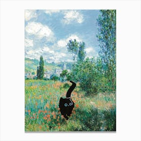 Cat In The Field Canvas Print