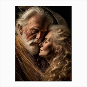 Old Man And The Young Woman Canvas Print