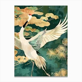 White Cranes Painting Gold Blue Effect Collage 8 Canvas Print