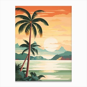 Vintage Retro Print Of Anse Cocos, La Digue Seychelles 1 Canvas Print