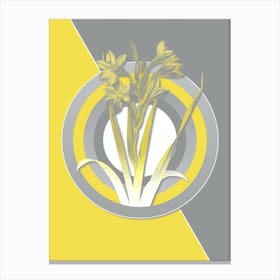 Vintage Gladiolus Saccatus Botanical Geometric Art in Yellow and Gray n.043 Canvas Print