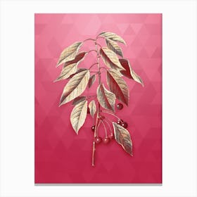 Vintage Wild Cherry Botanical in Gold on Viva Magenta n.0215 Canvas Print