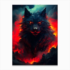 Wolf In Flames 1 Canvas Print