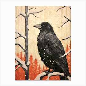 Bird Illustration Raven 2 Canvas Print