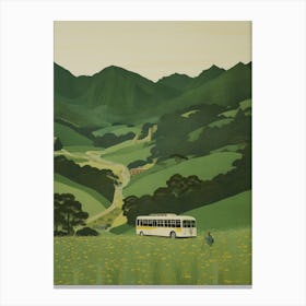 Bus In A Field Canvas Print