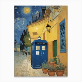 Tardis On The Terrace At Arles - Van Gogh inspired Art Print 9 Canvas Print