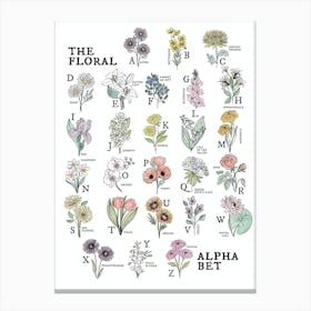 The Floral Alphabet Watercolor  Canvas Print